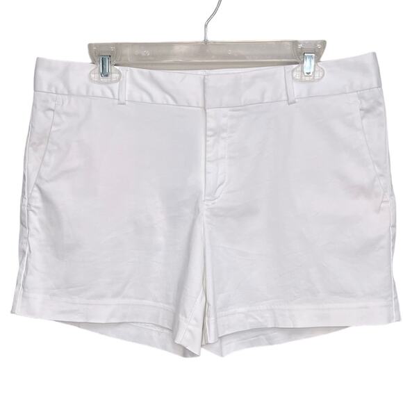 BANANA REPUBLIC White Flat Front Chino Shorts with Pockets Women’s Size 10 - Picture 1 of 8
